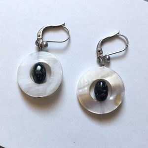handcrafted drop earrings black white geometric monochrome minimalist mod